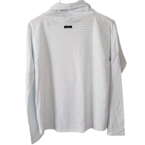 Oiselle Blue and White Striped Mock Neck - Picture 2 of 3